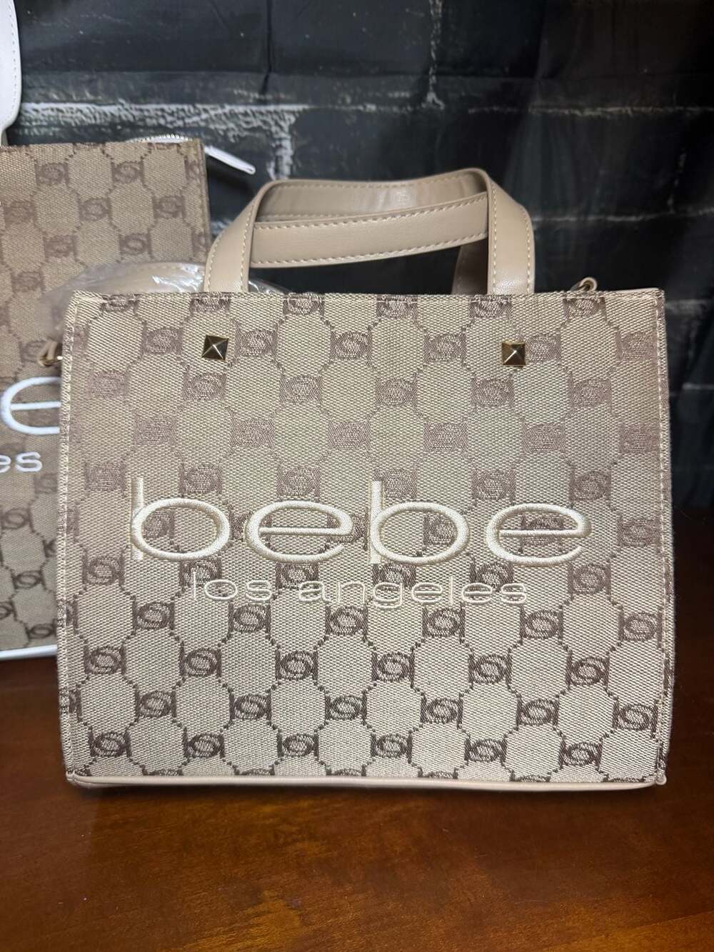 Bebe Talulla Monogram 3-Piece Set: L Tote, M tote, Sm Crossbody NWT - Picture 3 of 7